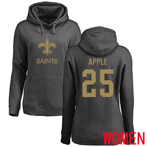 New Orleans Saints Ash Women Eli Apple One Color NFL Football #25 Pullover Hoodie Sweatshirts